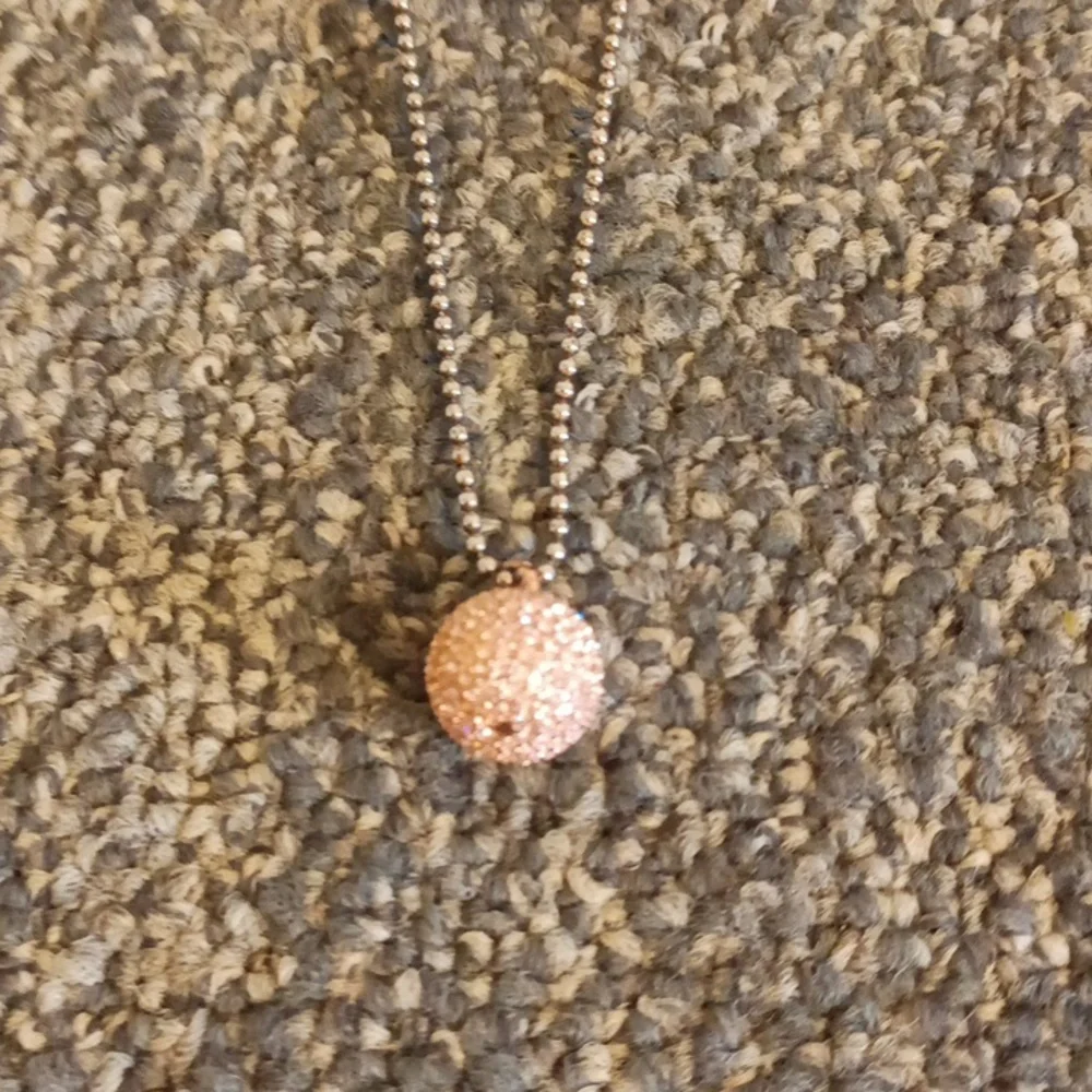Michael Kors silver shimmer necklace with crystal ball bling pink pendent
